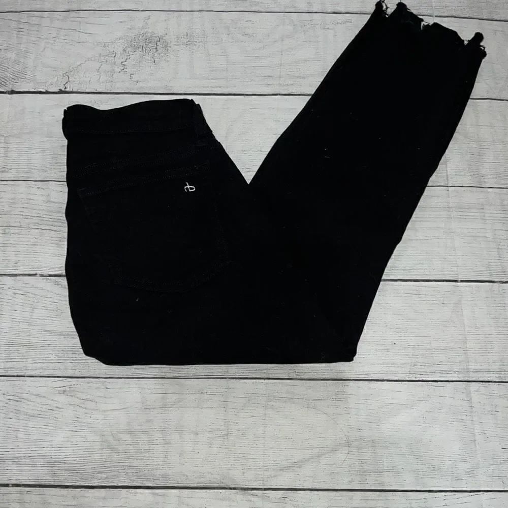 Rag & Bone Dre Low-Rise Slim Boyfriend Dark Denim Jeans Black sz 24 Raw Hem